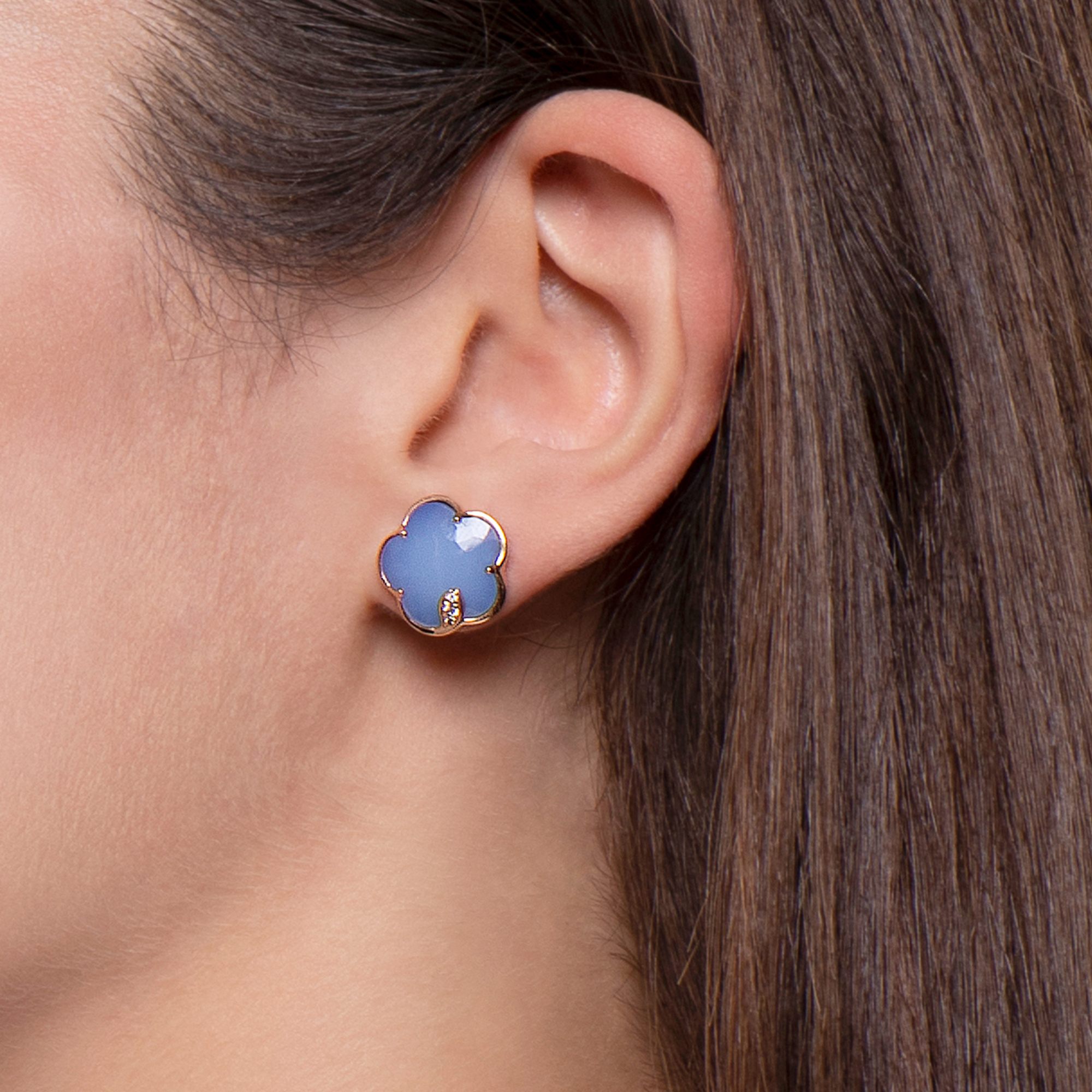 Rose gold and sale blue earrings